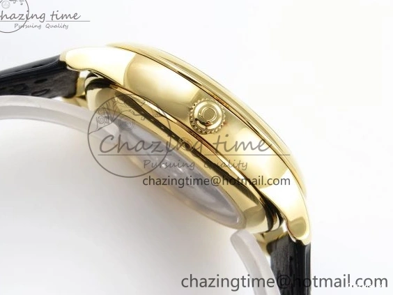 0124 WeatherProof De Ville Power Reserve YG MKF 1:1 Best Edition Black Dial on Black Leather Strap A 7758